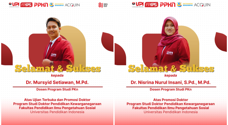 Prestasi Akademik Membanggakan, Dua Dosen PPKn UPI Raih Gelar Doktor